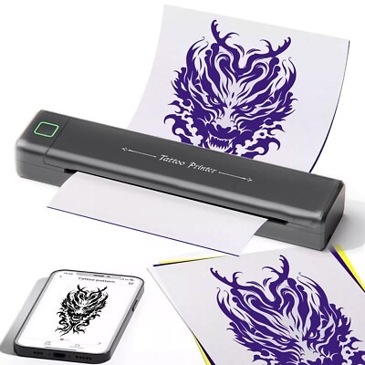 Various tattoo stencil sheets with different designs and patterns