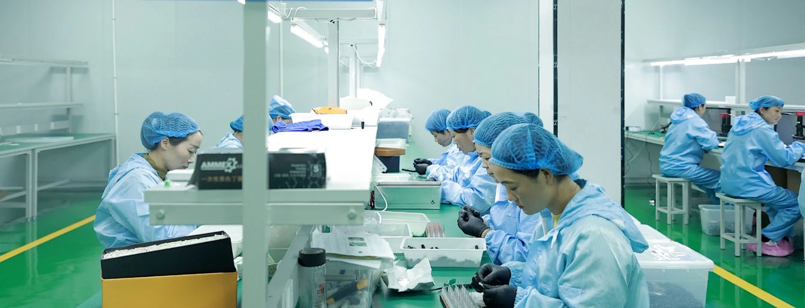 Modern tattoo supply store interior with organized shelves and various tattoo equipment